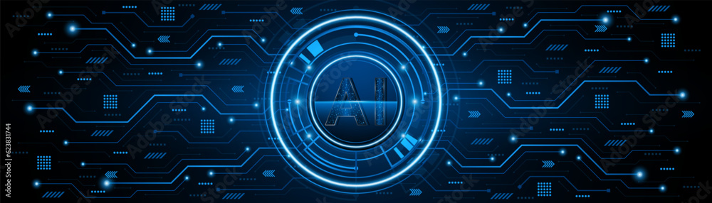 Aufkleber ai or artificial intelligence symbol. futuristic advanced artificial intelligence technology circuit