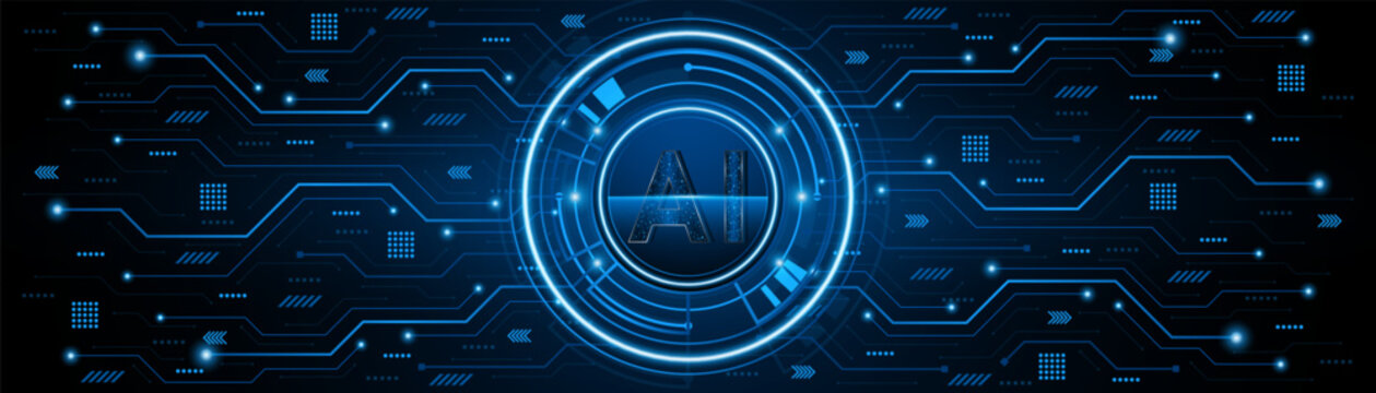AI or artificial intelligence symbol. futuristic advanced artificial intelligence technology circuit board concept
