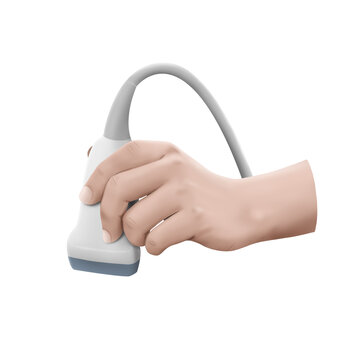 초음파 프로브 설명하는 메디컬일러스트
