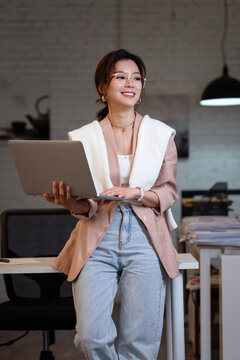 Young professional women work in the office