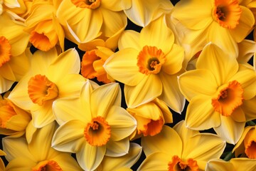A beautiful background adorned with vibrant daffodil flowers, radiating freshness and joy. Generative AI