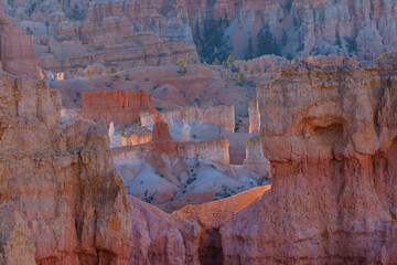 Rock formations and hoodoo’s from Rim Trail in Bryce Canyon National Park in Utah during spring.
