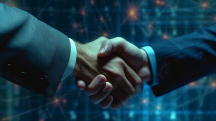 Conceptual image of a handshake between businessmen, Generative AI.