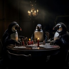 Fototapeta Pingwiny grające w pokera obraz