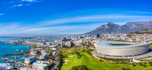 Papier Peint photo Montagne de la Table aerial view of Cape Town city in Western Cape province in South Africa