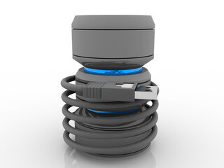 3d rendering USB port with database