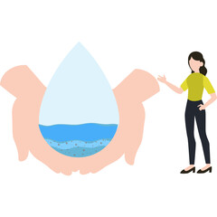 Female with water drop Vector Illustration that can be easily modified or edit

