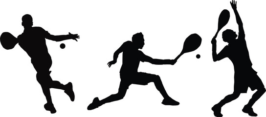 vector silhouette of a male tennis player on white background