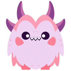 Cute Fantasy Halloween Cartoon Pink Monster Character in Flat Design, Isolated on Transparent Background. Generative AI
