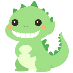 Obraz premium Cute Fantasy Halloween Cartoon Green Monster Character in Flat Design, Isolated on Transparent Background. Generative AI