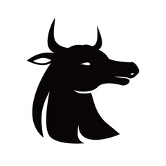 black bull silhouette design. wild buffalo sign and symbol.