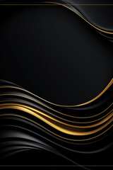 A Black And Gold Background With Wavy Lines. Black And Gold Aesthetics, Wave Patterns, Design Color Palettes, Custom Wallpaper, Graphic Design Trends, Greeting Сard. Generative AI