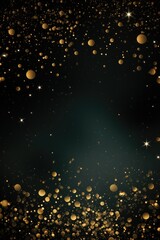 A Black Background With Gold Dots And Stars. Monochrome Design, Gold Accents, Polka Dots, Stars, Color Contrast, Wallpaper, Greeting Сard. Generative AI