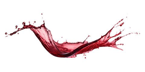 Red wine splash isolated on transparent or white background, png - obrazy, fototapety, plakaty