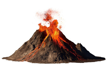 Volcano eruption with lava isolated on transparent or white background, png