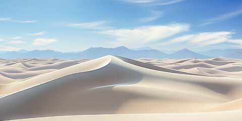 Fototapeta na wymiar Rolling white desert sand dunes in sunlight generative ai