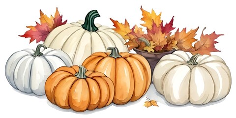 Pumpkins watercolor, generative ai