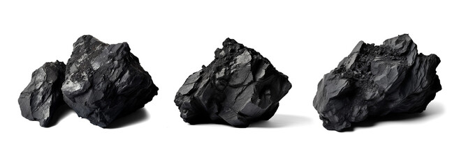Set of coals isolated on transparent or white background, png