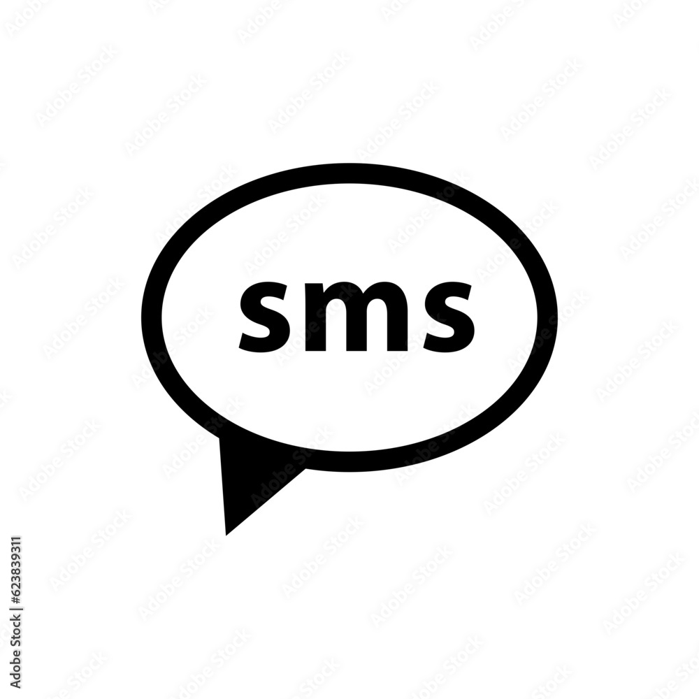 Poster sms icon in speech bubble, text message symbol, Short Message Service, message send icon	

