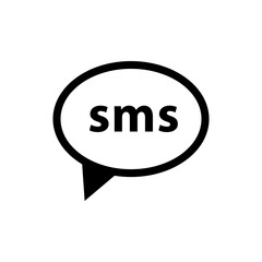 sms icon in speech bubble, text message symbol, Short Message Service, message send icon	
