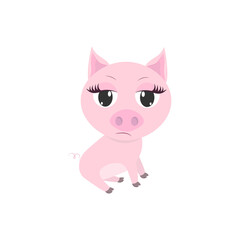 Cute piglet on white background isolated