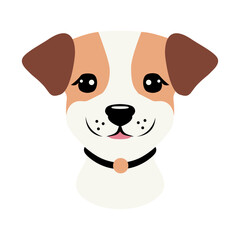 Cartoon Hand Drawn Jack Russel Terrier Puppy Portrait
