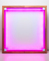 Wooden neon frame with glow lights around