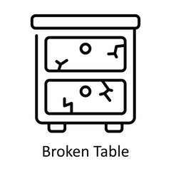 Broken Table Outline Icon Design illustration. Home Repair And Maintenance Symbol on White background EPS 10 File