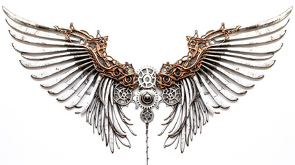 Obraz premium An angelic figure with white wings stands out against a clear white background.