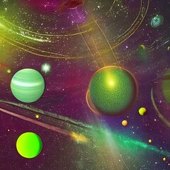 planets and stars in space