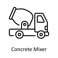 Concrete Mixer Outline Icon Design illustration. Home Repair And Maintenance Symbol on White background EPS 10 File