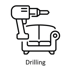 Drilling Outline Icon Design illustration. Home Repair And Maintenance Symbol on White background EPS 10 File