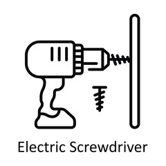 Electric Screwdriver Outline Icon Design illustration. Home Repair And Maintenance Symbol on White background EPS 10 File