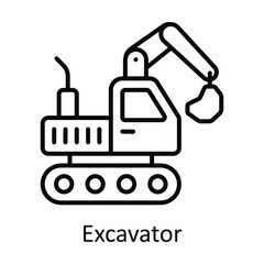 Excavator Outline Icon Design illustration. Home Repair And Maintenance Symbol on White background EPS 10 File