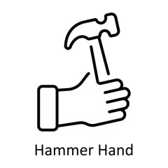 Hammer Hand Outline Icon Design illustration. Home Repair And Maintenance Symbol on White background EPS 10 File
