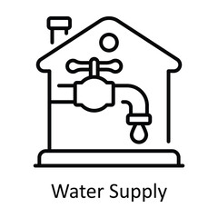 Water Supply Outline Icon Design illustration. Home Repair And Maintenance Symbol on White background EPS 10 File