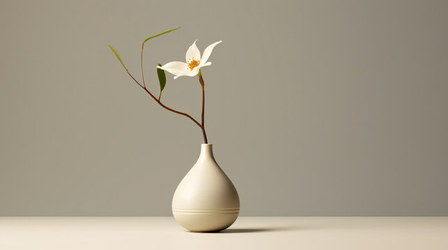 flower in vase on wooden table