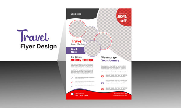Modern poster travel flyer pamphlet brochure business cover design layout space for photo background, vector illustration template in A4 size
