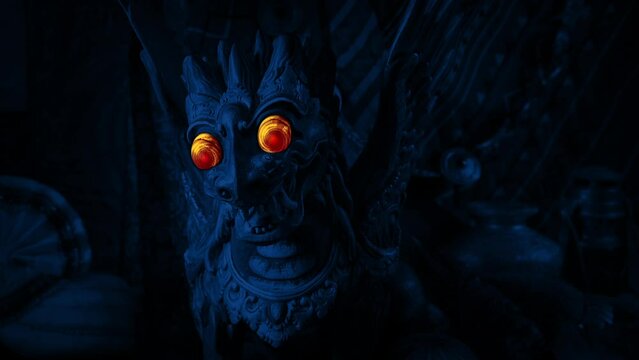 Haunted House Red Eyes Glow On Dragon Figure