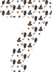 Number 7 halloween for decoration and design.