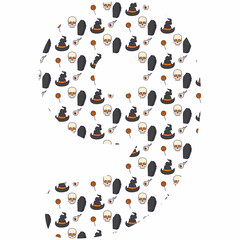 Number 9 halloween for decoration and design.