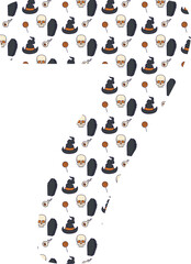 Number 7 halloween for decoration and design.