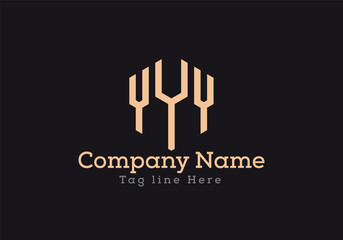 YYY letter logo design with polygon shape. YYY polygon logo monogram in gold colour.