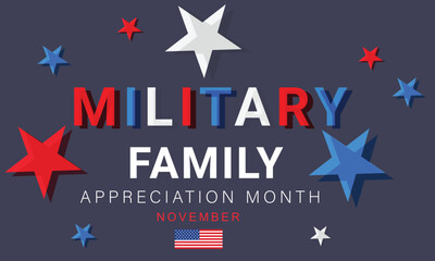 Military family appreciation month. background, banner, card, poster, template. Vector illustration.