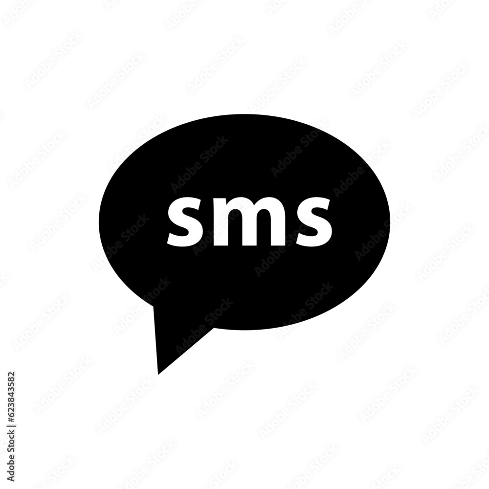 Poster sms icon in speech bubble, text message symbol, Short Message Service, message send icon	
