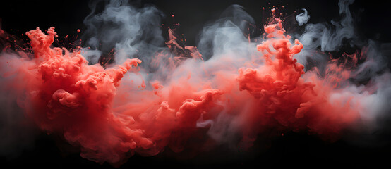 red smoke is flying against a black background Generated by AI