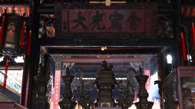 Ho Chi Minh, Vietnam - July 7, 2023 : The Thien Hau Temple  on Nguyen Trai Street in the Cho lon ("Chinatown") of District 5 in Ho Chi Minh City, Vietnam.