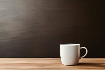 minimalism white tea cup on the wooden table. mock-up mug.