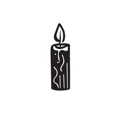 In the flickering glow of this doodled candle, find solace and serenity. Let its warm light illuminate your path and bring a sense of calm. Vector black and white illustration of a long candle.