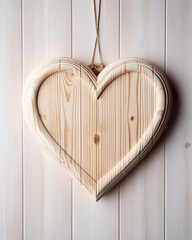 Wooden heart frame in light wood texture